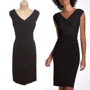 Adrianna Papell Black Tiered Cocktail Sheath Dress Size 6